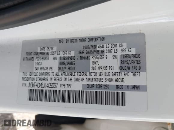 ✅ 2018 Mazda CX-5 Touring • VIN: JM3KFACM6J1409067 • Лот: 43716812. Опубликован ранее на IAAI с пробегом 76 489 миль. Бесплатный доступ к архиву аукционных продаж из США и подробный отчёт об истории автомобиля на DreamBid. Изображение 9.