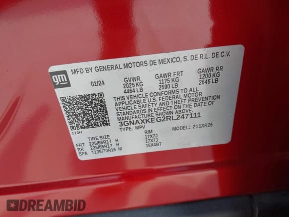 ✅ 2024 Chevrolet Equinox LT • VIN: 3GNAXKEG2RL247111 • Лот: 43355073. Опубликован ранее на IAAI с пробегом 5 698 миль. Бесплатный доступ к архиву аукционных продаж из США и подробный отчёт об истории автомобиля на DreamBid. Изображение 9.