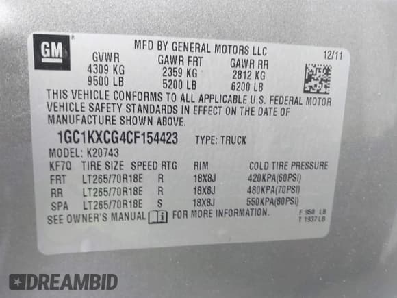 ✅ 2012 Chevrolet Silverado 2500HD LT • VIN: 1GC1KXCG4CF154423 • Лот: 42280495. Опубликован ранее на IAAI с пробегом 70 823 миль. Бесплатный доступ к архиву аукционных продаж из США и подробный отчёт об истории автомобиля на DreamBid. Изображение 9.