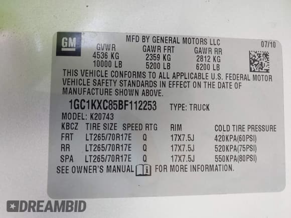 ✅ 2011 Chevrolet Silverado 2500HD LT • VIN: 1GC1KXC85BF112253 • Lot: 43358409. Listed on IAAI with 73,709 mi. Free auction sales archive from the USA and detailed vehicle history report at DreamBid. Image 9.