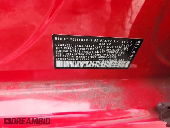 ✅ 2018 Volkswagen Golf GTI S • VIN: 3VW547AU0JM267235 • Lot: 69916085. Wystawiony na Copart z przebiegiem 110 261 mil. Bezpłatny archiwum sprzedaży aukcyjnych z USA i szczegółowy raport historii pojazdu na DreamBid. Zdjęcie 12.