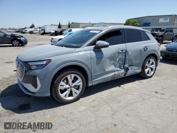 ✅ 2023 Audi Q4 e-tron Premium Plus • VIN: WA1L2BFZ1PP050572 • Lot: 58523794. Listed on Copart with 8,826 mi. Free auction sales archive from the USA and detailed vehicle history report at DreamBid. Image 1.
