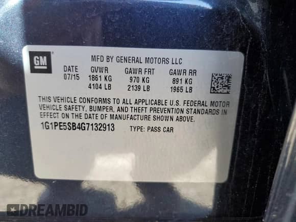 2016 Chevrolet Cruze LT с VIN 1G1PE5SB4G7132913, выставлен на аукционе Copart как лот 90992095 с пробегом 67 751 миль миль и Чистый • Clean title. История ставок и продаж доступна на DreamBid. Изображение 12.