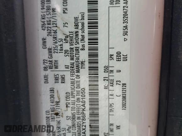 ✅ 2023 Ford Transit Passenger XL • VIN: 1FBAX2Y86PKA01050 • Лот: 55808515. Опубликован ранее на Copart с пробегом 76 244 миль. Бесплатный доступ к архиву аукционных продаж из США и подробный отчёт об истории автомобиля на DreamBid. Изображение 13.