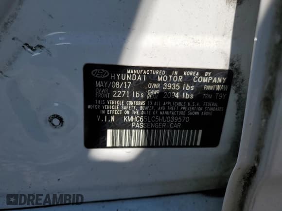 ✅ 2017 Hyundai Ioniq Blue • VIN: KMHC65LC5HU039570 • Lot: 87596085. Wystawiony na Copart z przebiegiem 155 527 mil. Bezpłatny archiwum sprzedaży aukcyjnych z USA i szczegółowy raport historii pojazdu na DreamBid. Zdjęcie 12.