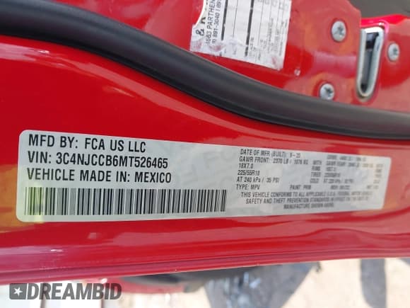 ✅ 2021 Jeep Compass Limited • VIN: 3C4NJCCB6MT526465 • Lot: 42933716. Listed on IAAI with 86,953 mi. Free auction sales archive from the USA and detailed vehicle history report at DreamBid. Image 9.