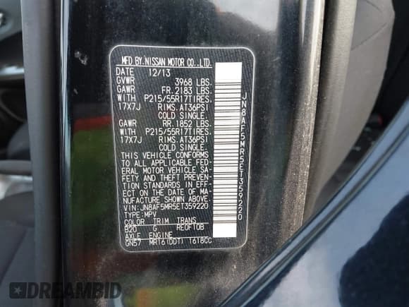 ✅ 2014 Nissan Juke SL • VIN: JN8AF5MR5ET359220 • Lot: 43115900. Listed on IAAI with 85,324 mi. Free auction sales archive from the USA and detailed vehicle history report at DreamBid. Image 9.