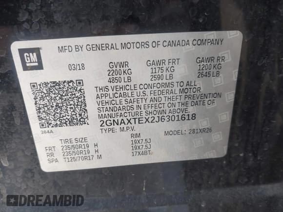 ✅ 2018 Chevrolet Equinox LT • VIN: 2GNAXTEX2J6301618 • Лот: 43404987. Опубликован ранее на IAAI с пробегом 123 174 миль. Бесплатный доступ к архиву аукционных продаж из США и подробный отчёт об истории автомобиля на DreamBid. Изображение 9.