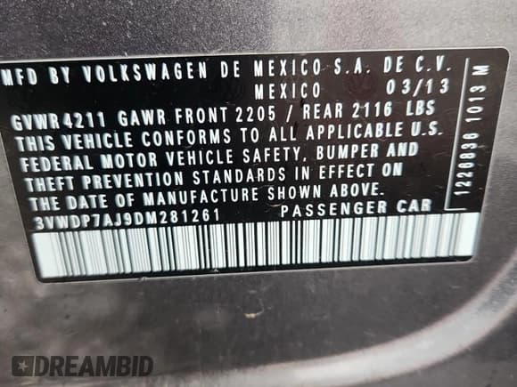 ✅ 2013 Volkswagen Jetta SE • VIN: 3VWDP7AJ9DM281261 • Lot: 89840995. Wystawiony na Copart z przebiegiem 194 299 mil. Bezpłatny archiwum sprzedaży aukcyjnych z USA i szczegółowy raport historii pojazdu na DreamBid. Zdjęcie 12.