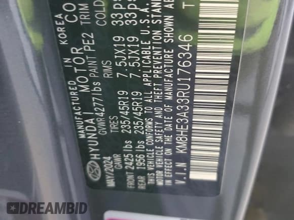 ✅ 2024 Hyundai Kona Limited • VIN: KM8HE3A33RU176346 • Лот: 86658585. Опубликован ранее на Copart с пробегом 11 149 миль. Бесплатный доступ к архиву аукционных продаж из США и подробный отчёт об истории автомобиля на DreamBid. Изображение 13.