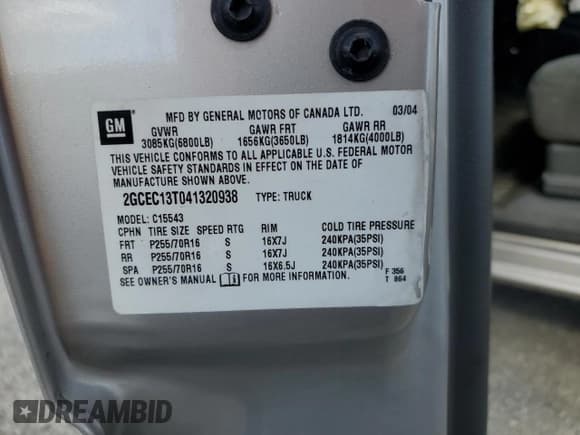 ✅ 2004 Chevrolet Silverado 1500 LS • VIN: 2GCEC13T041320938 • Лот: 73381944. Опубликован ранее на Copart с пробегом Не указан. Бесплатный доступ к архиву аукционных продаж из США и подробный отчёт об истории автомобиля на DreamBid. Изображение 12.