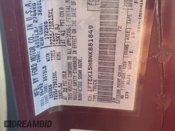 ✅ 1992 Ford F-150 • VIN: 1FTEX15H8NKB81849 • Лот: 82335705. Опубликован ранее на Copart с пробегом Не указан. Бесплатный доступ к архиву аукционных продаж из США и подробный отчёт об истории автомобиля на DreamBid. Изображение 12.