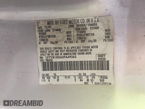 ✅ 2002 Ford Ranger XL • VIN: 1FTYR10D62PA49263 • Лот: 43325053. Опубликован ранее на IAAI с пробегом 146 924 миль. Бесплатный доступ к архиву аукционных продаж из США и подробный отчёт об истории автомобиля на DreamBid. Изображение 9.
