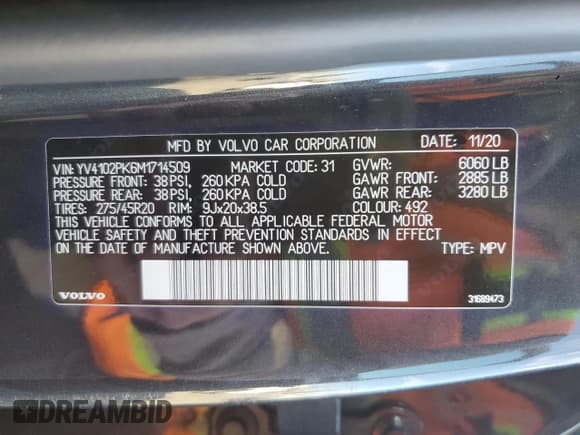 ✅ 2021 Volvo XC90 Momentum • VIN: YV4102PK6M1714509 • Лот: 86405865. Опубликован ранее на Copart с пробегом 46 091 миль. Бесплатный доступ к архиву аукционных продаж из США и подробный отчёт об истории автомобиля на DreamBid. Изображение 13.