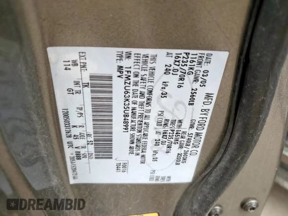 ✅ 2005 Ford Explorer XLT • VIN: 1FMZU63K35UB48991 • Lot: 67287335. Wystawiony na Copart z przebiegiem Nie podano. Bezpłatny archiwum sprzedaży aukcyjnych z USA i szczegółowy raport historii pojazdu na DreamBid. Zdjęcie 12.