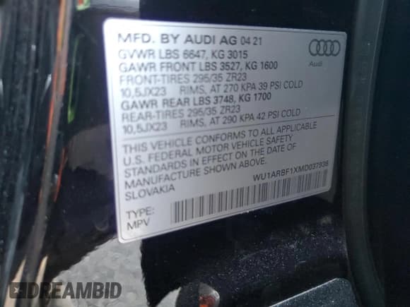 ✅ 2021 Audi RS Q8 • VIN: WU1ARBF1XMD037936 • Лот: 89896125. Опубликован ранее на Copart с пробегом 30 518 миль. Бесплатный доступ к архиву аукционных продаж из США и подробный отчёт об истории автомобиля на DreamBid. Изображение 13.