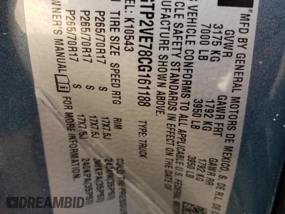 ✅ 2012 GMC Sierra 1500 SLE • VIN: 3GTP2VE78CG161188 • Lot: 90009845. Listed on Copart with 186,650 mi. Free auction sales archive from the USA and detailed vehicle history report at DreamBid. Image 12.