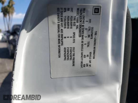 ✅ 1999 Pontiac Bonneville SE • VIN: 1G2HX52K1XH230723 • Lot: 86333265. Listed on Copart with 126,106 mi. Free auction sales archive from the USA and detailed vehicle history report at DreamBid. Image 12.