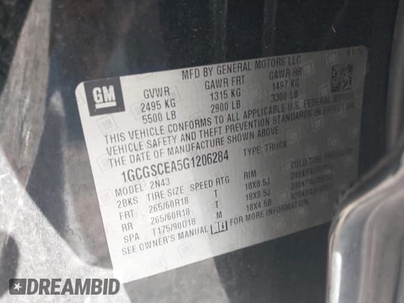 ✅ 2016 Chevrolet Colorado 2WD LT • VIN: 1GCGSCEA5G1206284 • Lot: 43501535. Listed on IAAI with 168,147 mi. Free auction sales archive from the USA and detailed vehicle history report at DreamBid. Image 9.