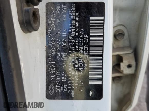 ✅ 2016 Hyundai Accent SE • VIN: KMHCU4AE9GU045925 • Лот: 47666104. Опубликован ранее на Copart с пробегом 130 689 миль. Бесплатный доступ к архиву аукционных продаж из США и подробный отчёт об истории автомобиля на DreamBid. Изображение 12.