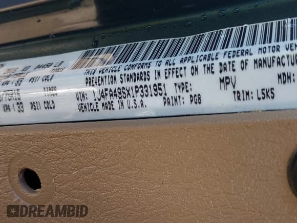 ✅ 2001 Jeep Wrangler Sport • VIN: 1J4FA49SX1P331951 • Лот: 43494613. Опубликован ранее на IAAI с пробегом 86 086 миль. Бесплатный доступ к архиву аукционных продаж из США и подробный отчёт об истории автомобиля на DreamBid. Изображение 9.