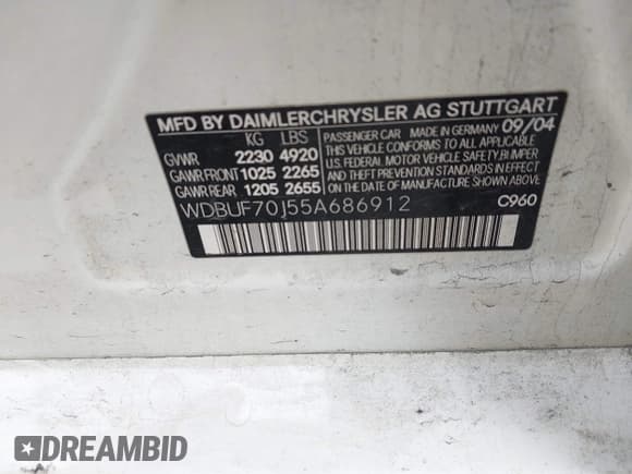 ✅ 2005 Mercedes-Benz E 500 • VIN: WDBUF70J55A686912 • Лот: 41914529. Опубликован ранее на IAAI с пробегом 93 853 миль. Бесплатный доступ к архиву аукционных продаж из США и подробный отчёт об истории автомобиля на DreamBid. Изображение 9.