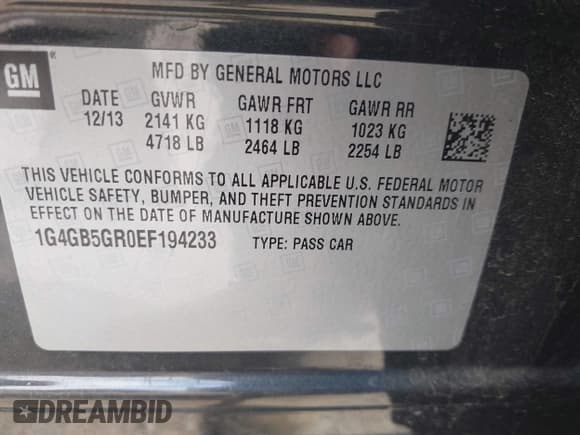 ✅ 2014 Buick LaCrosse Leather • VIN: 1G4GB5GR0EF194233 • Lot: 42147870. Wystawiony na IAAI z przebiegiem 95 921 mil. Bezpłatny archiwum sprzedaży aukcyjnych z USA i szczegółowy raport historii pojazdu na DreamBid. Zdjęcie 9.