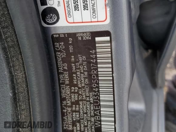 ✅ 2005 BMW 3 Series 325xi • VIN: WBAEU33495PR17444 • Lot: 58529185. Wystawiony na Copart z przebiegiem 82 854 mil. Bezpłatny archiwum sprzedaży aukcyjnych z USA i szczegółowy raport historii pojazdu na DreamBid. Zdjęcie 12.