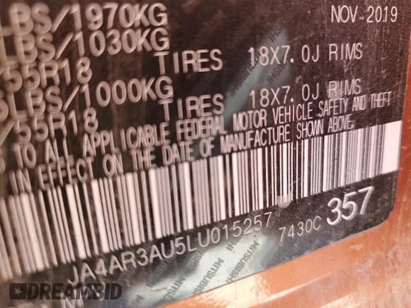 ✅ 2020 Mitsubishi Outlander ES • VIN: JA4AR3AU5LU015257 • Lot: 85651895. Wystawiony na Copart z przebiegiem 89 283 mil. Bezpłatny archiwum sprzedaży aukcyjnych z USA i szczegółowy raport historii pojazdu na DreamBid. Zdjęcie 13.