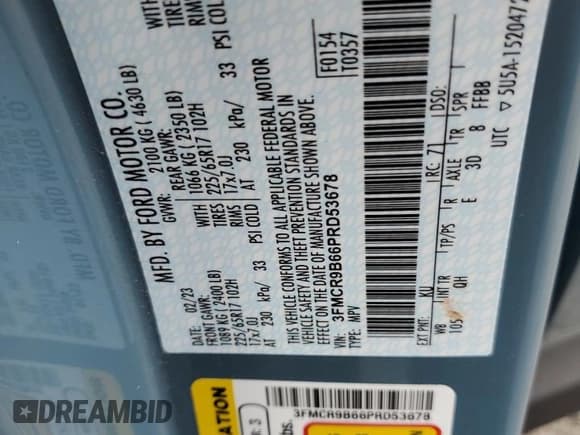 ✅ 2023 Ford Bronco Sport Big Bend • VIN: 3FMCR9B66PRD53678 • Lot: 86179745. Listed on Copart with 29,658 mi. Free auction sales archive from the USA and detailed vehicle history report at DreamBid. Image 14.