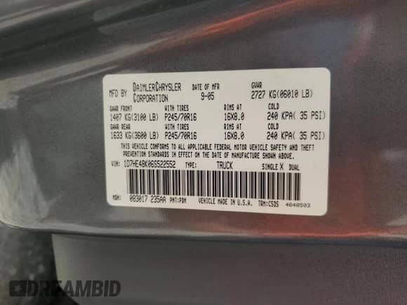 2006 Dodge Dakota SLT с VIN 1D7HE48K06S522552, выставлен на аукционе Copart как лот 67614475 с пробегом 208 801 миль миль и Списание • Salvage title. История ставок и продаж доступна на DreamBid. Изображение 12.