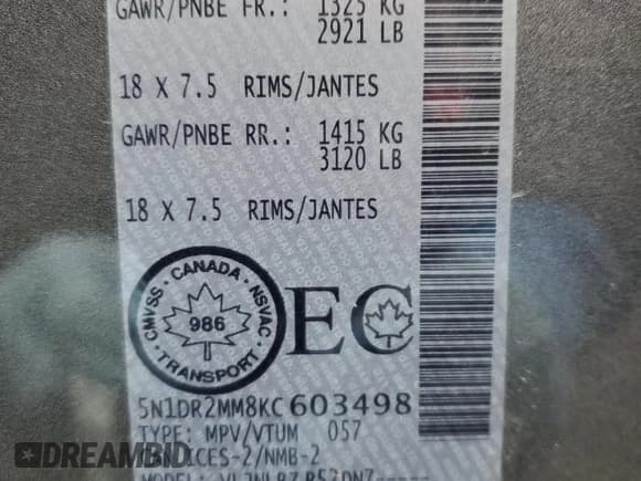 ✅ 2019 Nissan Pathfinder SL • VIN: 5N1DR2MM8KC603498 • Lot: 53314595. Wystawiony na Copart z przebiegiem 86 828 mil. Bezpłatny archiwum sprzedaży aukcyjnych z USA i szczegółowy raport historii pojazdu na DreamBid. Zdjęcie 14.