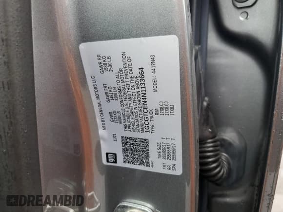 ✅ 2022 Chevrolet Colorado 4WD LT • VIN: 1GCGTCEN4N1133664 • Lot: 81193975. Listed on Copart with 55,627 mi. Free auction sales archive from the USA and detailed vehicle history report at DreamBid. Image 12.