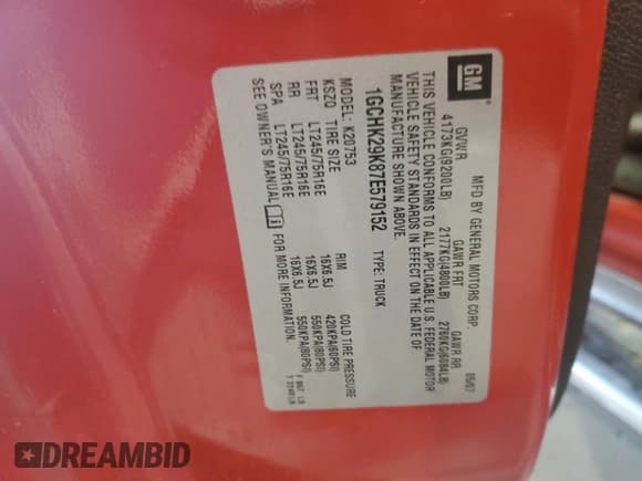 ✅ 2007 Chevrolet Silverado 2500HD Work Truck • VIN: 1GCHK29K87E579152 • Лот: 66288915. Опубликован ранее на Copart с пробегом 174 475 миль. Бесплатный доступ к архиву аукционных продаж из США и подробный отчёт об истории автомобиля на DreamBid. Изображение 12.