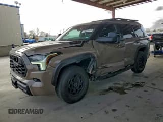 ✅ 2025 Toyota Sequoia TRD Pro • VIN: 7SVAAABA7SX057406 • Lot: 92532285. Listed on Copart with 10,602 mi. Free auction sales archive from the USA and detailed vehicle history report at DreamBid. Image 1.