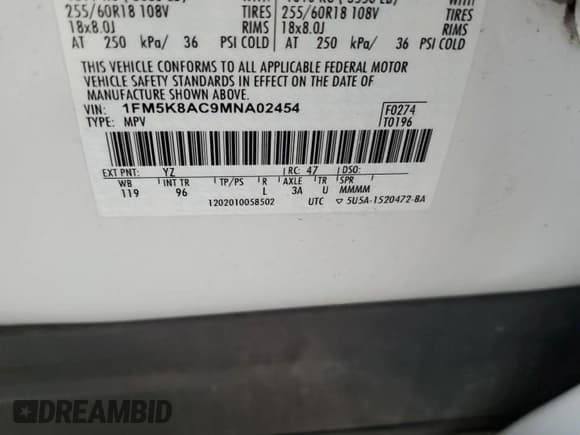 ✅ 2021 Ford Police Interceptor Utility • VIN: 1FM5K8AC9MNA02454 • Lot: 63217845. Wystawiony na Copart z przebiegiem 85 058 mil. Bezpłatny archiwum sprzedaży aukcyjnych z USA i szczegółowy raport historii pojazdu na DreamBid. Zdjęcie 12.