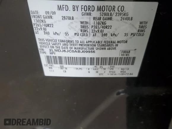 ✅ 2010 Lincoln MKX • VIN: 2LMDJ6JC0ABJ09956 • Лот: 81713425. Опубликован ранее на Copart с пробегом 227 459 миль. Бесплатный доступ к архиву аукционных продаж из США и подробный отчёт об истории автомобиля на DreamBid. Изображение 12.