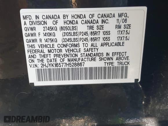 ✅ 2007 Honda Ridgeline RTL • VIN: 2HJYK16577H528867 • Lot: 43326617. Wystawiony na IAAI z przebiegiem 118 006 mil. Bezpłatny archiwum sprzedaży aukcyjnych z USA i szczegółowy raport historii pojazdu na DreamBid. Zdjęcie 9.