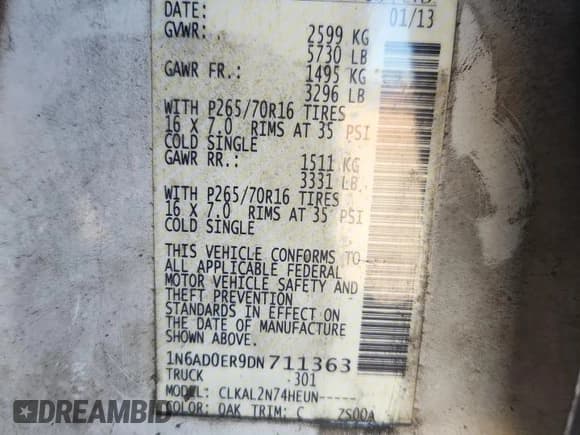 ✅ 2013 Nissan Frontier SV • VIN: 1N6AD0ER9DN711363 • Lot: 89700255. Wystawiony na Copart z przebiegiem 219 181 mil. Bezpłatny archiwum sprzedaży aukcyjnych z USA i szczegółowy raport historii pojazdu na DreamBid. Zdjęcie 12.