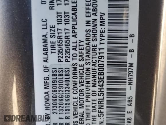 ✅ 2014 Honda Odyssey EX • VIN: 5FNRL5H43EB007911 • Lot: 92444205. Wystawiony na Copart z przebiegiem 78 035 mil. Bezpłatny archiwum sprzedaży aukcyjnych z USA i szczegółowy raport historii pojazdu na DreamBid. Zdjęcie 13.