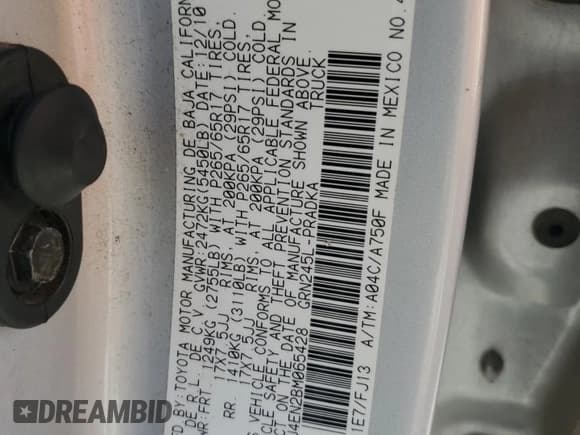 ✅ 2011 Toyota Tacoma • VIN: 3TMLU4EN2BM065428 • Lot: 86501835. Listed on Copart with 122,838 mi. Free auction sales archive from the USA and detailed vehicle history report at DreamBid. Image 12.