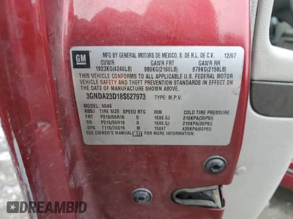 ✅ 2008 Chevrolet HHR LT • VIN: 3GNDA23D18S627973 • Лот: 81351394. Размещён на Copart с пробегом 173 761 миль миль. Получите бесплатный доступ к архиву аукционных продаж из США и посмотрите подробный отчёт об истории автомобиля на DreamBid. Изображение 12.