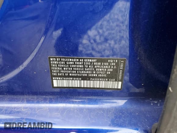 ✅ 2019 Volkswagen Golf R • VIN: WVWWA7AU9KW184629 • Лот: 56480055. Опубликован ранее на Copart с пробегом 48 181 миль. Бесплатный доступ к архиву аукционных продаж из США и подробный отчёт об истории автомобиля на DreamBid. Изображение 12.