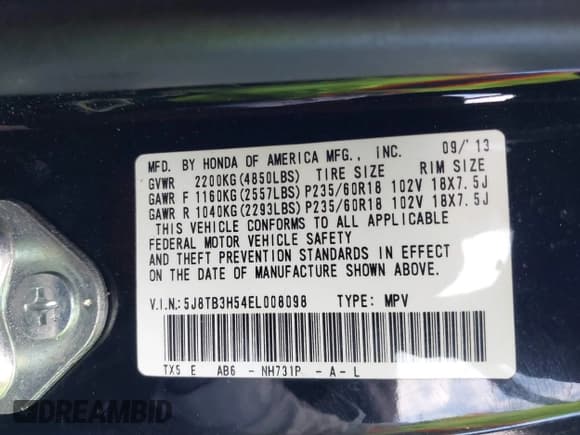 ✅ 2014 Acura RDX Technology • VIN: 5J8TB3H54EL008098 • Lot: 43751922. Listed on IAAI with Not provided. Free auction sales archive from the USA and detailed vehicle history report at DreamBid. Image 9.