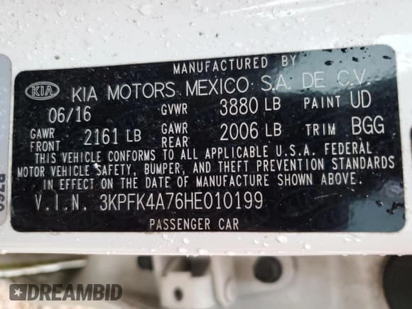 ✅ 2017 Kia Forte LX • VIN: 3KPFK4A76HE010199 • Лот: 65054585. Опубликован ранее на Copart с пробегом 56 818 миль. Бесплатный доступ к архиву аукционных продаж из США и подробный отчёт об истории автомобиля на DreamBid. Изображение 12.