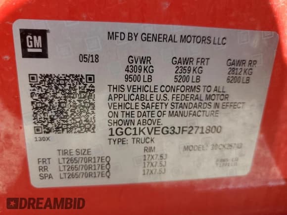 ✅ 2018 Chevrolet Silverado 2500HD LT • VIN: 1GC1KVEG3JF271800 • Lot: 62878395. Wystawiony na Copart z przebiegiem 51 992 mil. Bezpłatny archiwum sprzedaży aukcyjnych z USA i szczegółowy raport historii pojazdu na DreamBid. Zdjęcie 12.