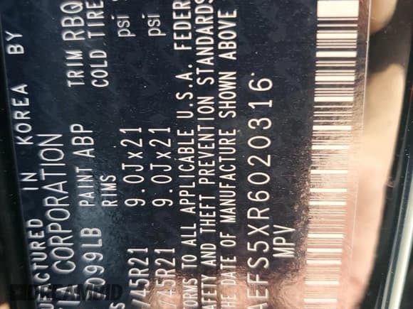 ✅ 2024 Kia EV9 GT-Line • VIN: KNDAEFS5XR6020316 • Lot: 58296795. Wystawiony na Copart z przebiegiem 17 147 mil. Bezpłatny archiwum sprzedaży aukcyjnych z USA i szczegółowy raport historii pojazdu na DreamBid. Zdjęcie 13.