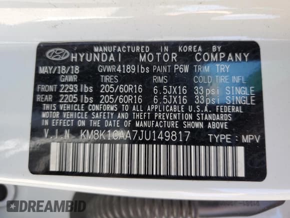 ✅ 2018 Hyundai Kona SE • VIN: KM8K1CAA7JU149817 • Лот: 69614464. Опубликован ранее на Copart с пробегом 52 243 миль. Бесплатный доступ к архиву аукционных продаж из США и подробный отчёт об истории автомобиля на DreamBid. Изображение 15.