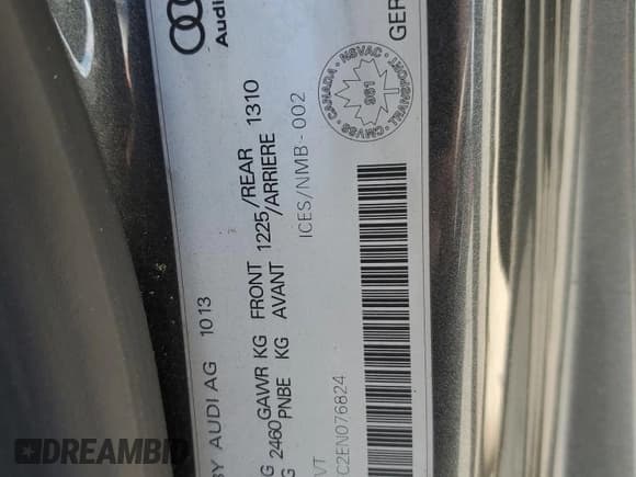 ✅ 2014 Audi A7 Premium • VIN: WAU3GCFC2EN076824 • Lot: 70535355. Wystawiony na Copart z przebiegiem 88 929 mil. Bezpłatny archiwum sprzedaży aukcyjnych z USA i szczegółowy raport historii pojazdu na DreamBid. Zdjęcie 12.