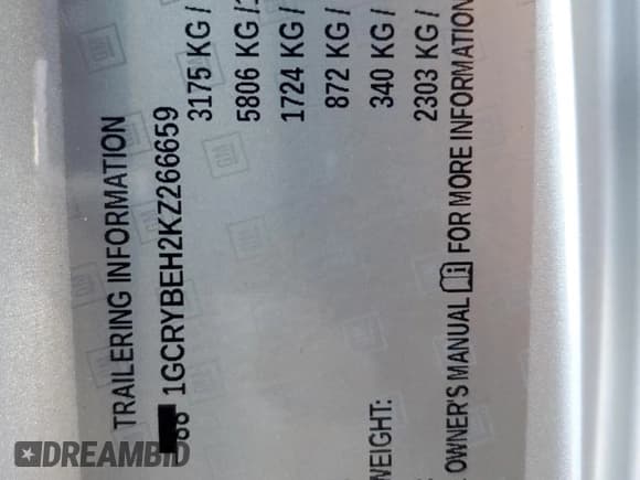 ✅ 2019 Chevrolet Silverado 1500 Custom • VIN: 1GCRYBEH2KZ266659 • Lot: 50684955. Wystawiony na Copart z przebiegiem 110 595 mil. Bezpłatny archiwum sprzedaży aukcyjnych z USA i szczegółowy raport historii pojazdu na DreamBid. Zdjęcie 12.